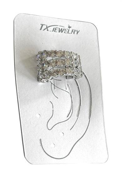 Gümüş Renk Taş Detaylı 14K Altın Kaplama TX Ear Cuff (Tek)