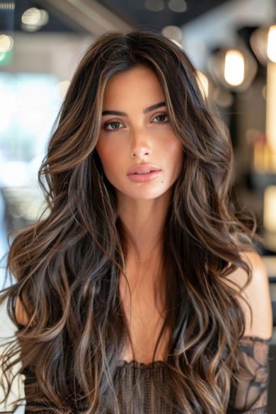 Isıya Dayanıklı Yarımay Çıt Çıt Saç - 2h6 - Kahverengi Balyaj - Dalgalı - 60 Cm - 110 Gr