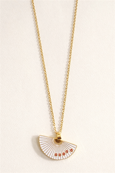 Altın Renk Beyaz Yelpaze Figürlü Çelik Kolye