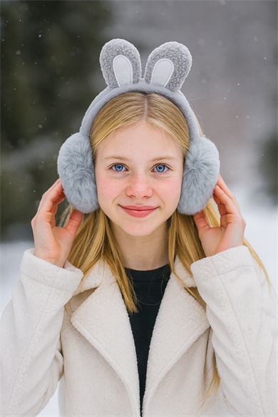 Gri Renk Peluş Kulaklık