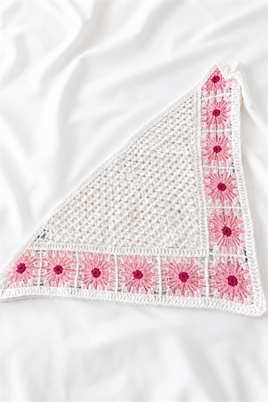 Pembe   Renk Örgü Saç Bandana/Fular