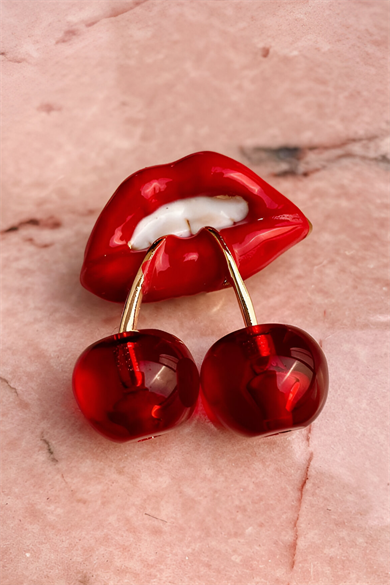 Dudak Ve Kiraz Figürlü Broş