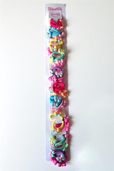 10lu Karışık Renk Kurdele Figürlü Lastik Toka Set