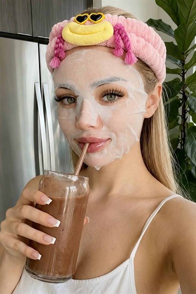 Pudra Renk Canavar Figürlü Peluş Saç Bandı