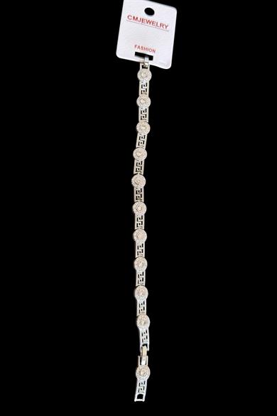 Gümüş Renk 14K Altın Kaplama Taşlı Cm Bileklik