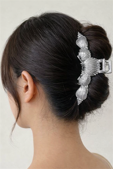 Gümüş Renk Deniz Kabuğu Figürlü Metal  Mandal Toka