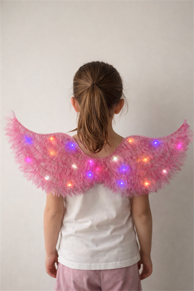 Fuşya Renk Led Yanıp Sönen Işıklı Melek Kanat
