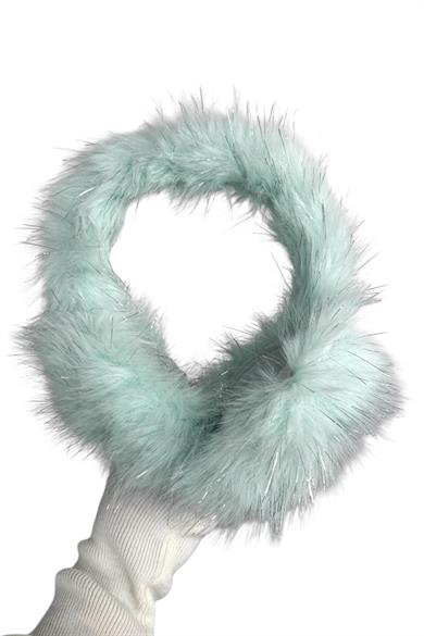 Turkuaz Renk Simli Peluş Kulaklık