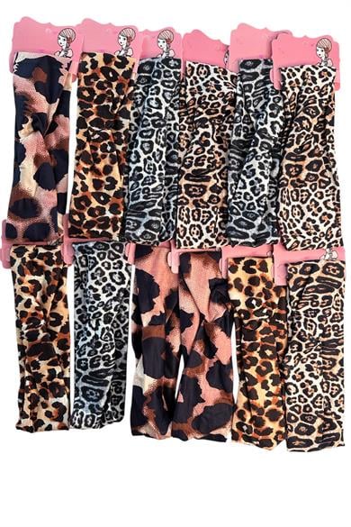 12li Karışık Renk Leopar Desenli Düğüm Detaylı Saç Bandı