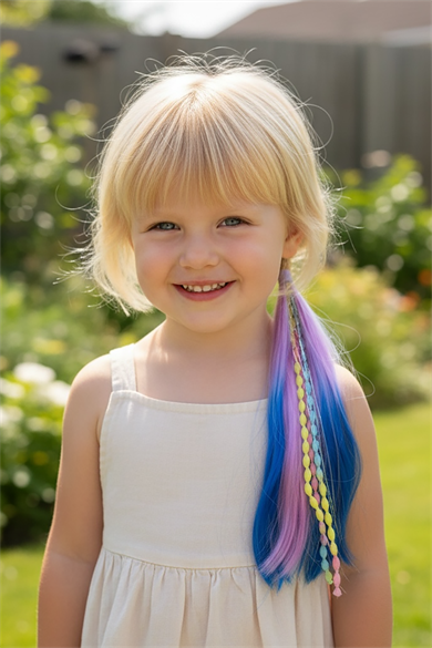 Mor Ve Mavi Renk Saç Detaylı Lastik Toka