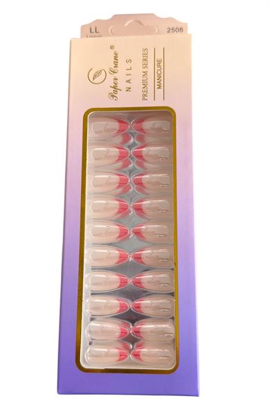 24lü Krem Ve Turuncu Renk Jel Görünümlü Takma Tırnak (Yapıştırıcılı)