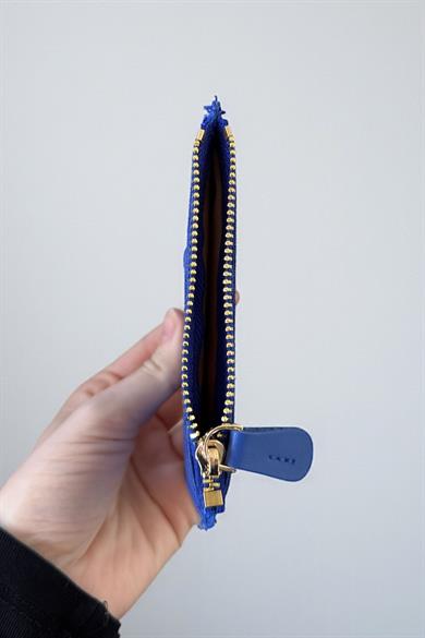 Mavi Renk Deri Kadın Cüzdan/ Kartlık