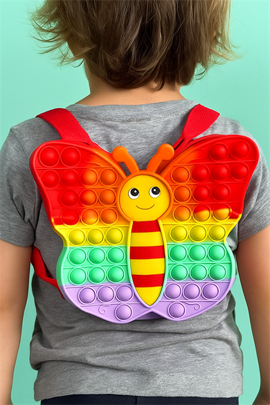 Karışık Renk Kelebek Figürlü Popit Çocuk Sırt Çantası