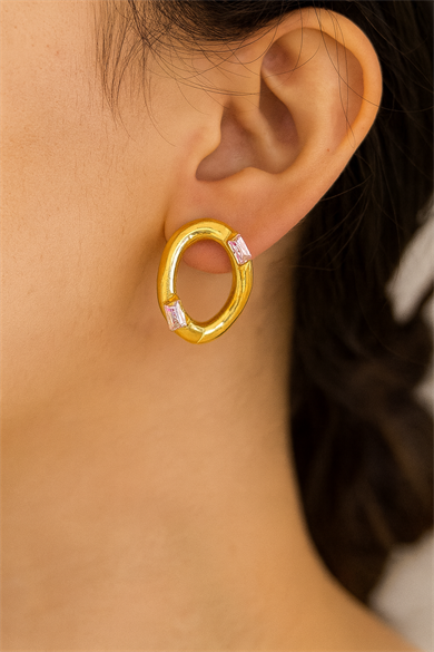 Altın Renk Taş Detaylı Çelik (Çift)