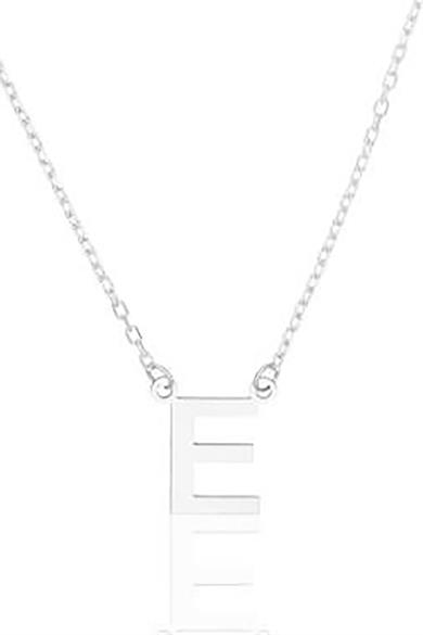 Gümüş Renk E Harf Çelik Kolye