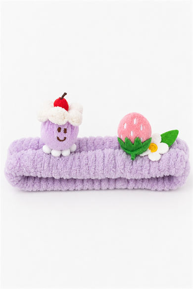 Lila  Renk Karışık Figürlü Peluş Saç Bandı