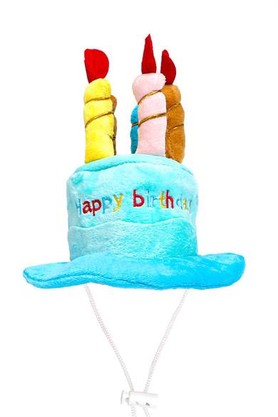 Mavi Renk Mum Figürlü Happy Birthday Yazılı Kedi Köpek Şapkası
