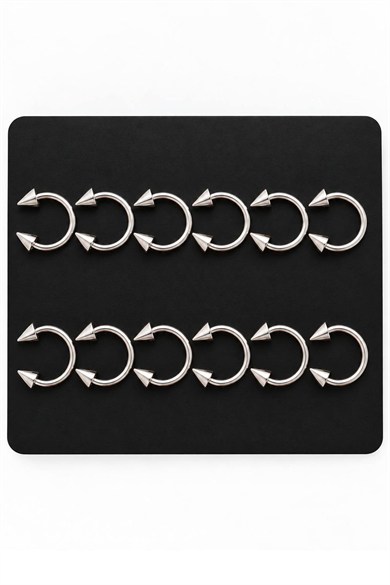 12li Gümüş Renk Cerrahi Çelik Piercing