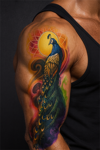 Geçici Tavus Kuşu Kol Dövme Tattoo
