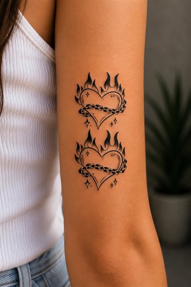 Zincirli Kalp Mini Geçici Dövme Tattoo