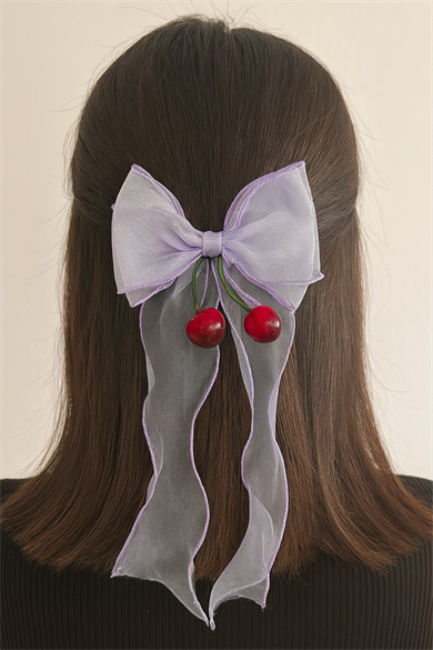 Mor Renk Kiraz Figürlü Kurdele Otomat Toka