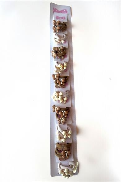 10lu Karışık Renk Kelebek Figürlü Lastik  Toka Set 