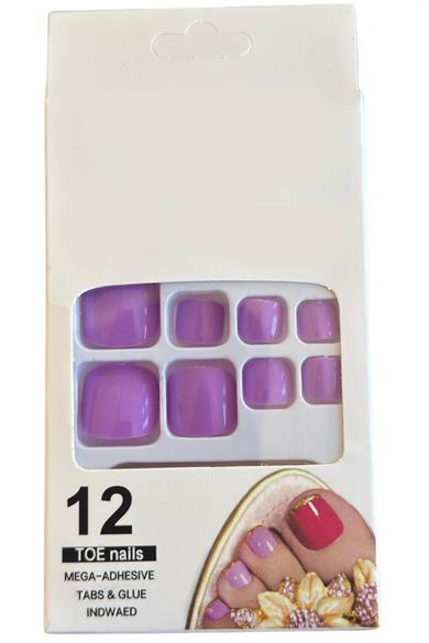 12li Lila Renk Takma Tırnak Set (Yapıştırıcılı)