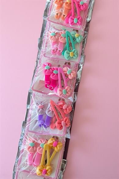 6lı Karışık Renk Kurdele Figürlü Yan Toka Set 