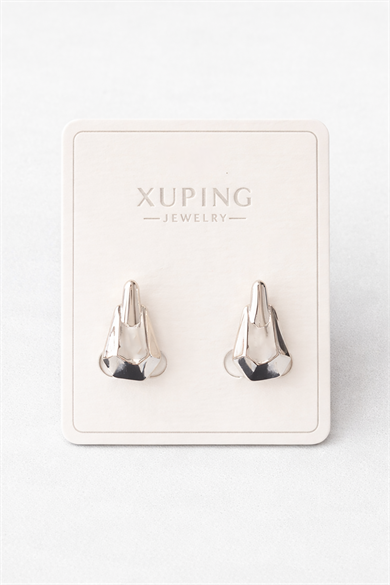 Gümüş Renk Taş Detaylı Çelik Xupıng VİP Küpe