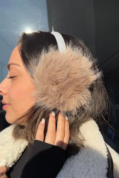 Kahve Renk Simli Peluş Kulaklık