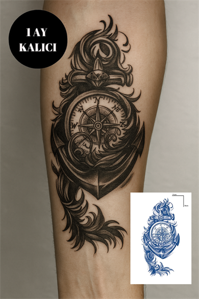 Pusula Figürlü 12 Saat Sonra Kararan Geçici Orta Dövme Tattoo