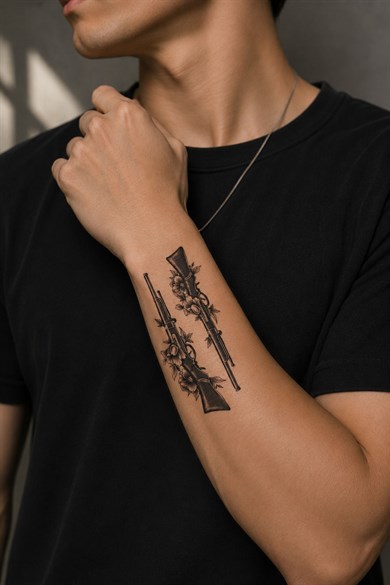 Tüfek Silah Mini Geçici Dövme Tattoo