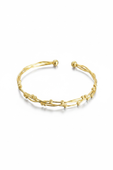 Altın Renk Dorika Boncuklu Kelepçe Bileklik