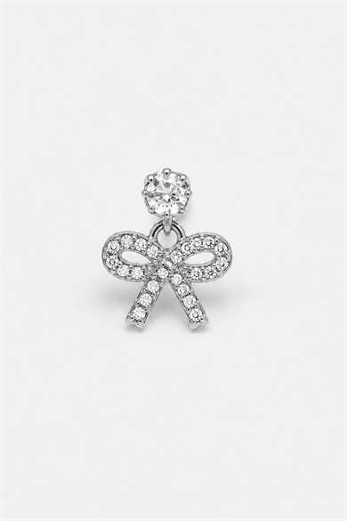 Gümüş  Renk Kurdele  Figürlü  Taşlı Cerrahi Çelik Tragus/Kıkırdak Küpe/Piercing (Tek)