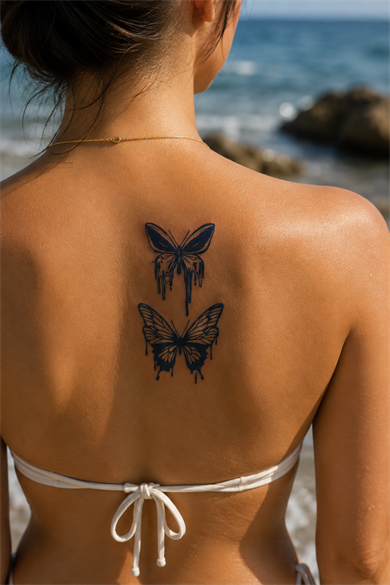 Kelebek Sonradan Kararan Yarı Kalıcı Geçici Dövme Tattoo
