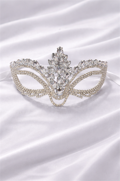 Gümüş Renk Taşlı Parti Maskesi