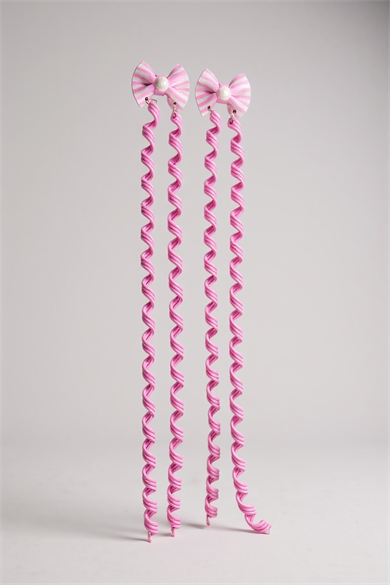 2li Açık Pembe Renk Kurdele Figürlü Çocuk Yan Toka