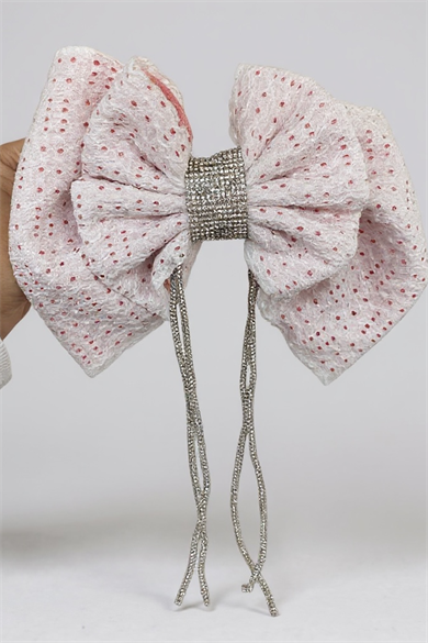 Beyaz Ve Mor Renk Kurdele Figürlü Taş Detaylı Otomat Toka