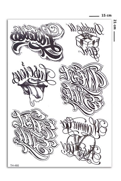 Yazılı Geçici Dövme Tattoo