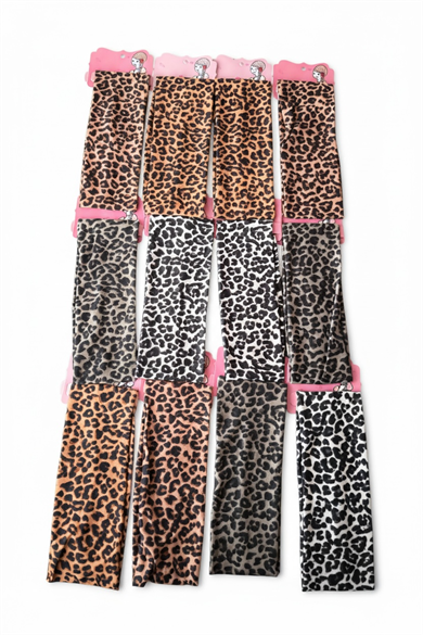 12li Karışık Renk Leopar Desenli Saç Bandı