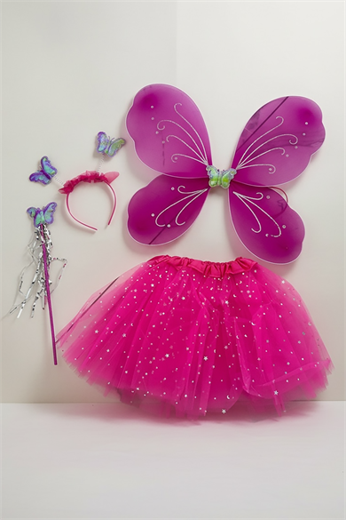 Fuşya Renk Kanat /Asa /Taç /Etek Set