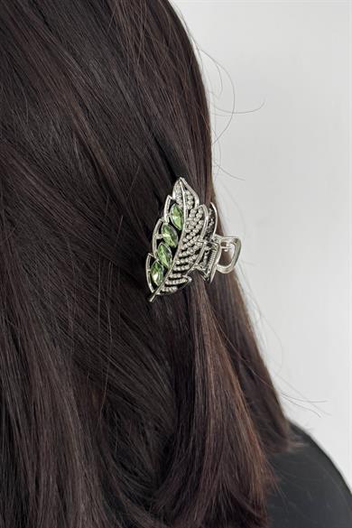 Gümüş Renk Yaprak Figürlü Metal Mini Mandal Toka