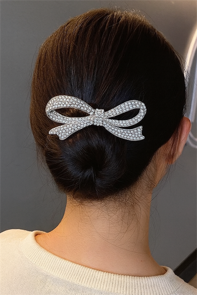 Gümüş Renk İnci Detaylı Topuz Toka