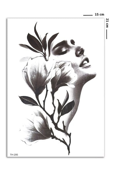 Çiçekli Kız Geçici Dövme Tattoo