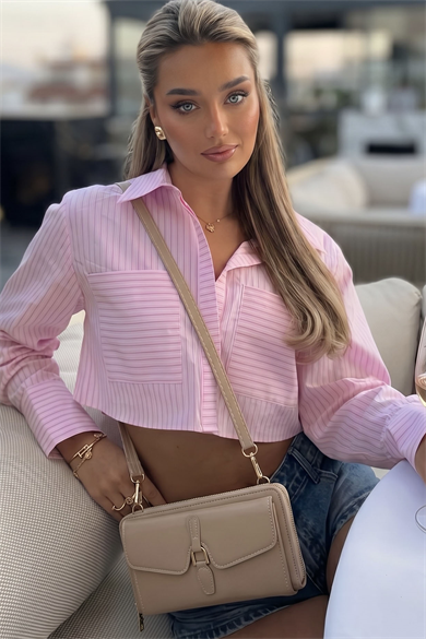 Bej Renk Deri Kadın Çanta/Cüzdan