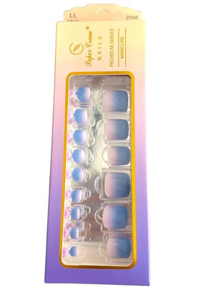 23 Adet Mavi Ve Pembe Renk Simli Ayak Takma Tırnak (Yapıştırıcılı)
