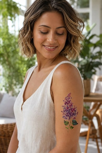 renkli Çiçek Geçici Mini Tattoo