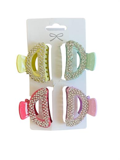 Karışık Renk Taş Detaylı 4lü Mini Mandal Toka Set