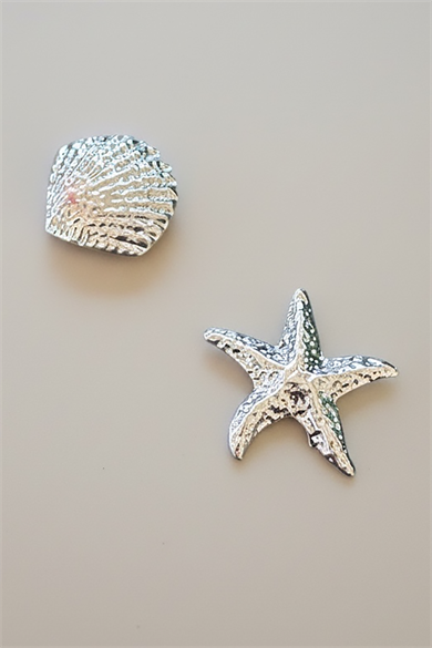 2li Gümüş Renk Yıldız Ve Deniz Kabuğu Figürlü Yan Toka