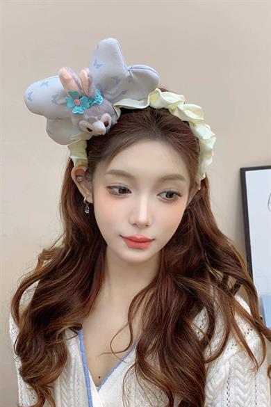 Lila Renk Tavşan Figürlü Peluş Kulaklı Taç